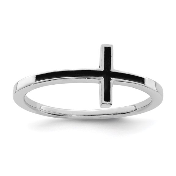 Diamond2Deal 925 Sterling Silver Antiqued Sideways Cross Ring Size 8 for Women