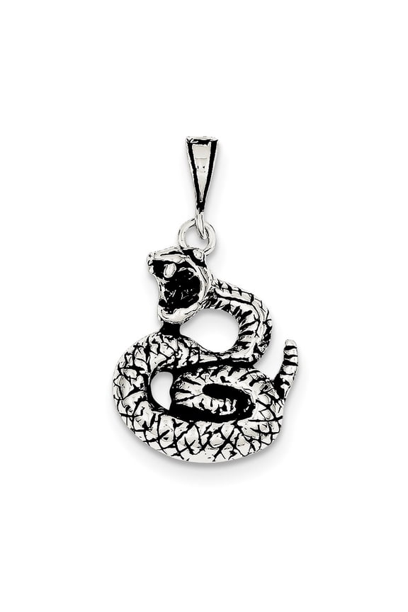 925 Sterling Silver Antiqued Snake Charm Pendant for Women