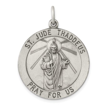 Diamond2Deal 925 Sterling Silver Antiqued St. Jude Thaddeus Medal Pendant for Women