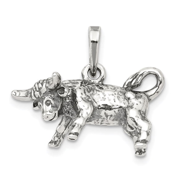 Diamond2Deal 925 Sterling Silver Antiqued Taurus Zodiac Pendant for Women