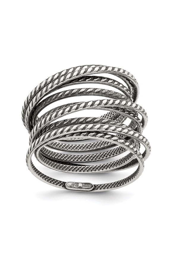 Sterling Silver Antiqued Textured One Piece Ring Size 8 for Women