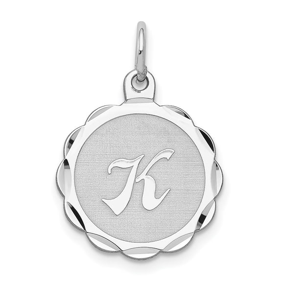 Diamond2Deal 925 Sterling Silver Brocaded Letter K Initial Pendant for Women (L- 0.87 in, W-0.63 in)