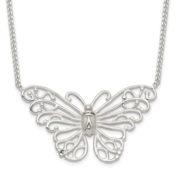 Diamond2Deal 925 Sterling Silver Butterfly Necklace for Women 18"