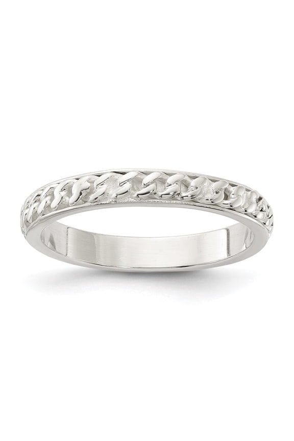 Mother's Day Gift 925 Sterling Silver Chain Inlay Design 3mm Band for Women Size 6