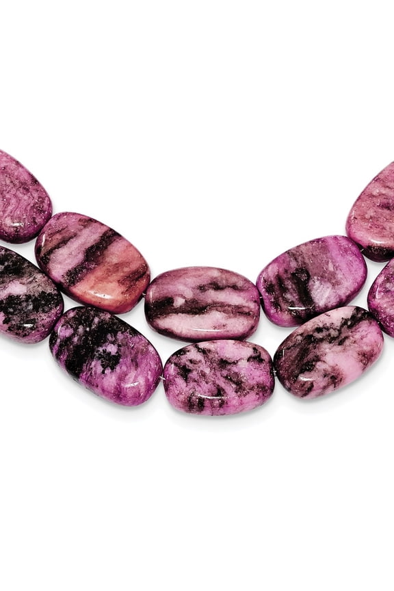 925 Sterling Silver Charoite, Jade, Pink and Purple Jasper w/2in ext Necklace for Women 18"