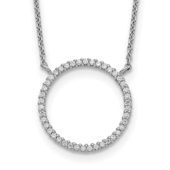 Diamond2Deal 925 Sterling Silver Circle CZ Chain Necklace for Women 1