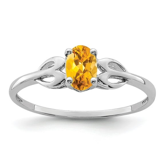 Diamond2Deal 925 Sterling Silver Citrine Solitaire Engagement Ring Size 7 for Women