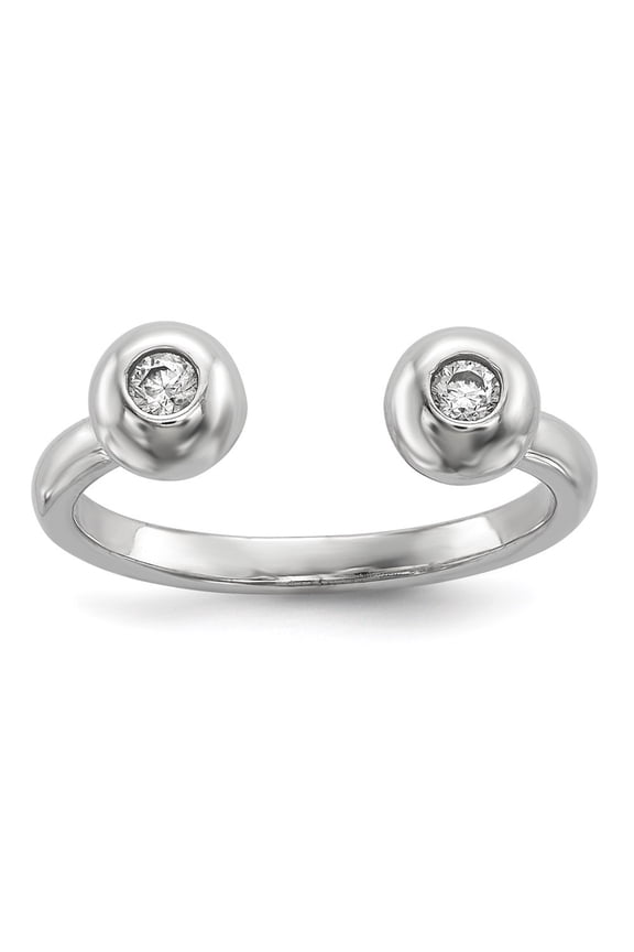 Sterling Silver Cubic Zirconia Adjustable Cuff Ring for Women