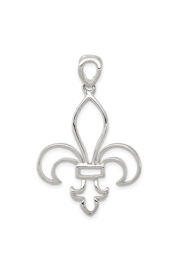 925 Sterling Silver Cut-Out Fleur de Lis Pendant for Men