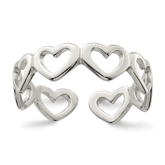 Diamond2Deal 925 Sterling Silver Cut Out Hearts Adjustable Toe Ring for Women