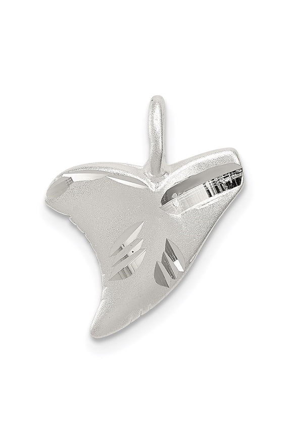 925 Sterling Silver Diamond Cut Shark Tooth Pendant for Men (L- 0.75 in, W- 0.56 in)