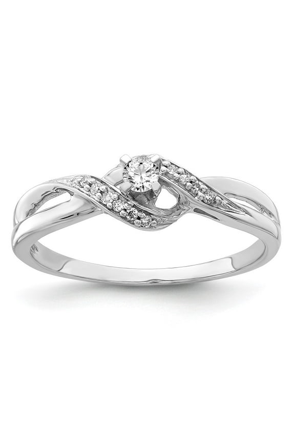 Sterling Silver Diamond Solitaire Promise Ring Size 6 for Women