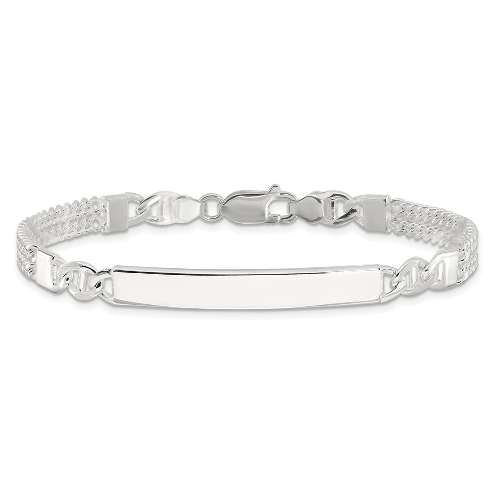 Diamond2Deal 925 Sterling Silver Double Strand Curb Chain Link ID Bracelet for Men 8"
