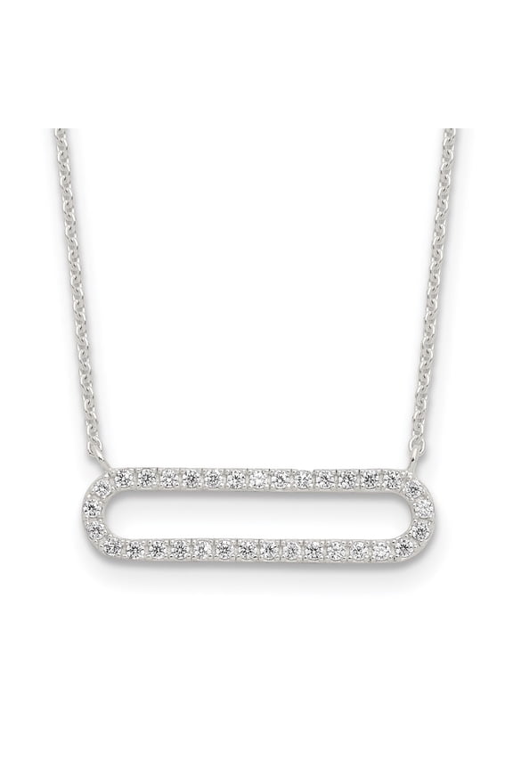 925 Sterling Silver E-coated CZ 18.25in w/2in ext. Necklace for Women 20.25"