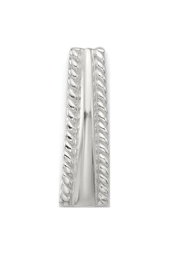 925 Sterling Silver E-coated Textured Edge Chain Slide Pendant for Women