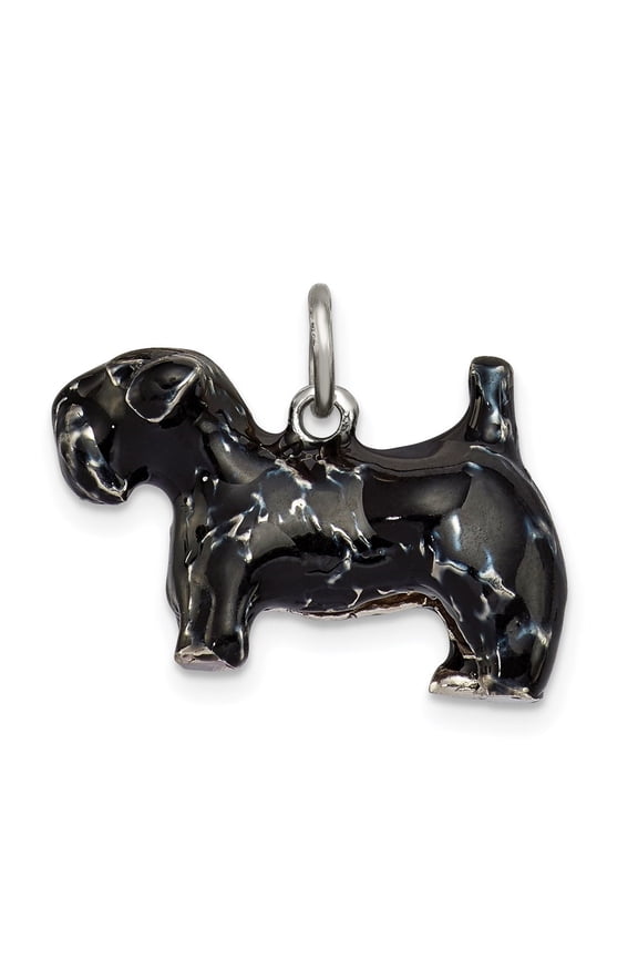 925 Sterling Silver Enameled Large Scottish Terrier Charm Pendant for Women