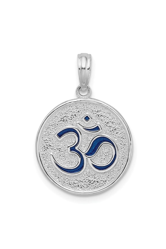 925 Sterling Silver Enameled Ohm Lotus Pendant for Women (L- 0.87 in, W-0.6 in)