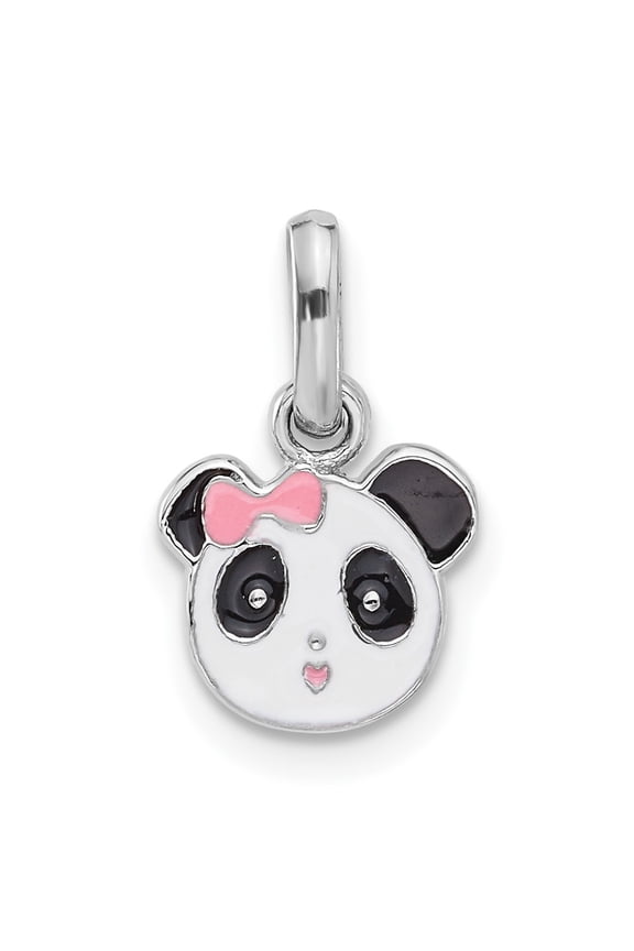925 Sterling Silver Enameled Panda Charm Pendant for Women (L- 0.58 in, W- 0.37 in)