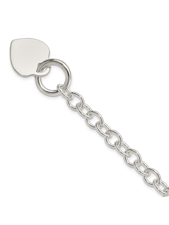 Diamond2Deal 925 Sterling Silver Engraveable Heart Disc Toggle Bracelet for Men 7.75"
