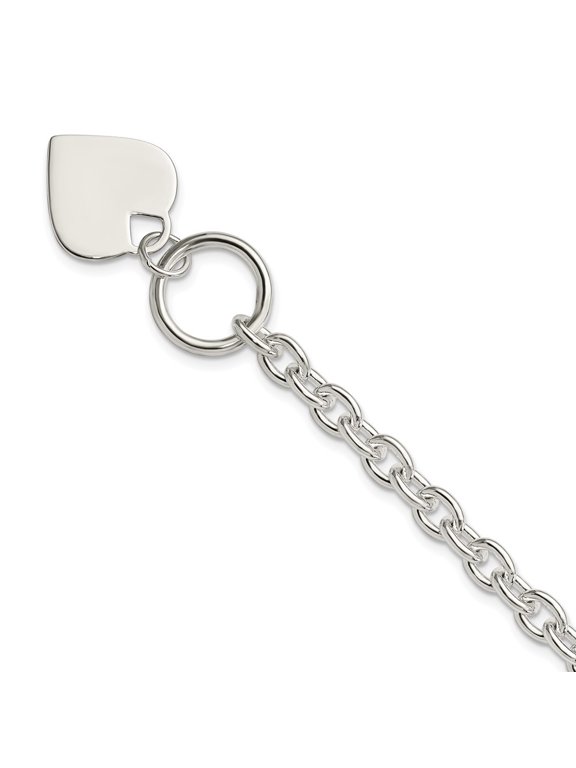 Diamond2Deal 925 Sterling Silver Engraveable Heart Toggle Bracelet for Men 8"