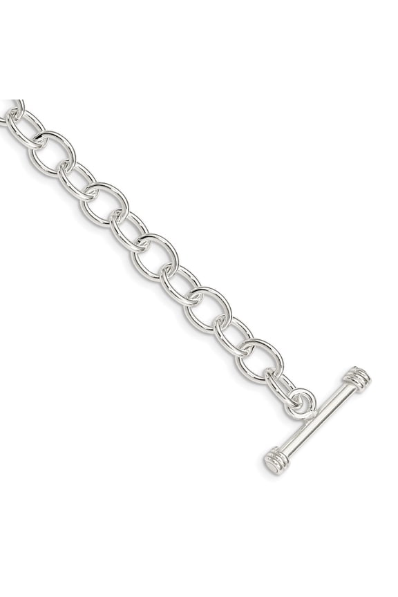 925 Sterling Silver Fancy Link Toggle Bracelet 7.5 inch for Women