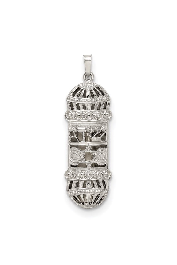 Diamond2Deal 925 Sterling Silver Fancy Mezuzah Pendant for Women (L- 1.42 inch, W- 0.52 inch)