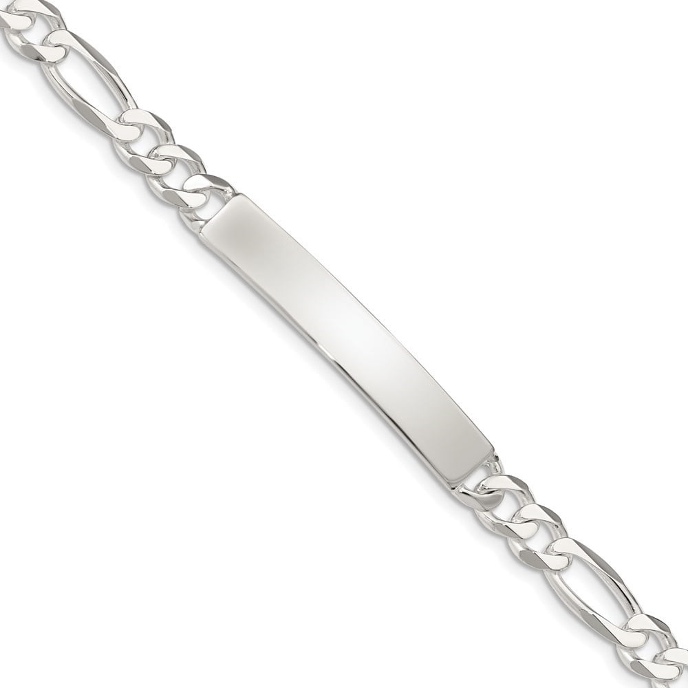 Diamond2Deal 925 Sterling Silver Figaro Link ID Bracelet for Women
