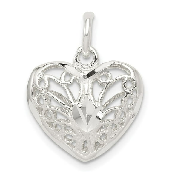 Diamond2Deal 925 Sterling Silver Filigree Heart Charm Pendant Valentine Day Gift for Women