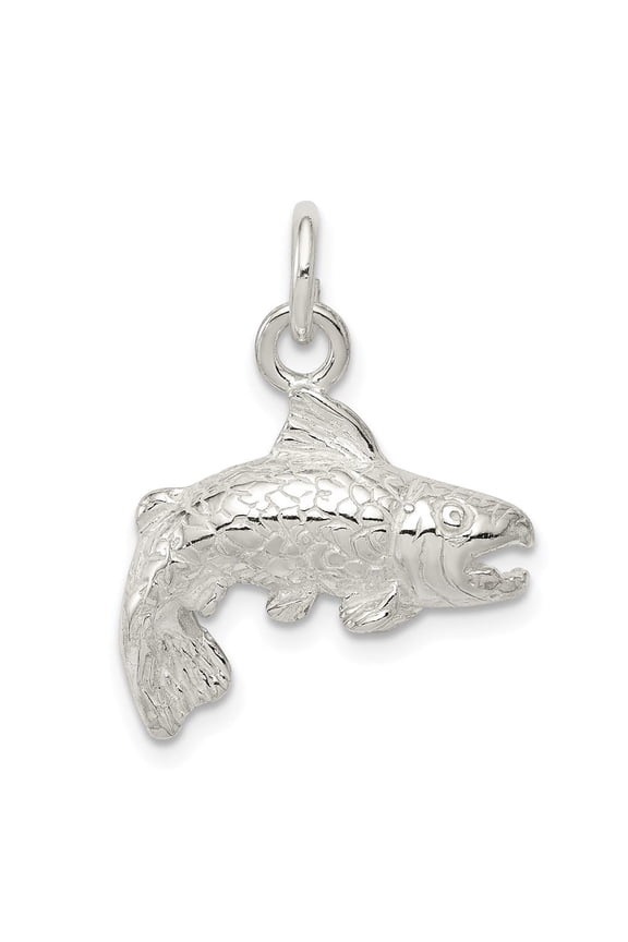 925 Sterling Silver Fish Charm Pendant for Men