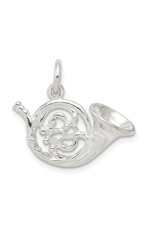 925 Sterling Silver French Horn Charm Pendant for Women