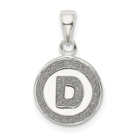 Diamond2Deal 925 Sterling Silver Glitter Enamel Letter D Initial Circle Pendant for Women