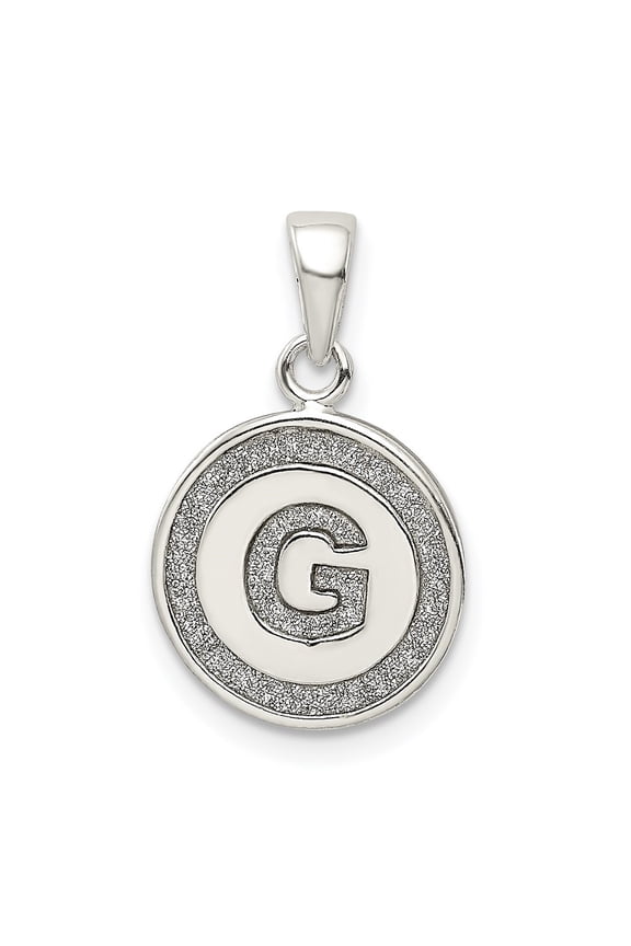925 Sterling Silver Glitter Enamel Letter G Initial Circle Pendant for Women