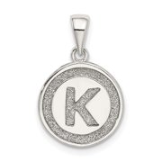 Diamond2Deal 925 Sterling Silver Glitter Enamel Letter K Initial Circle Pendant for Women
