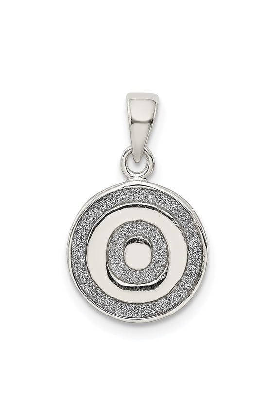 925 Sterling Silver Glitter Enamel Letter O Initial Circle Pendant for Women