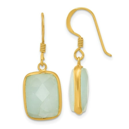 Diamond2Deal 925 Sterling Silver Gold-Plated Rectangular Amazonite Dangle Earrings for Women