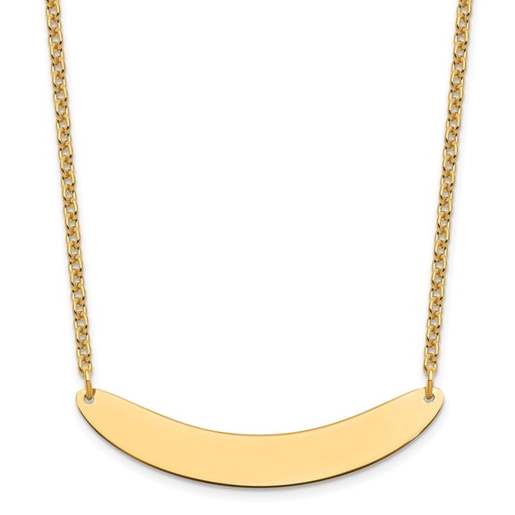 Diamond2Deal 925 Sterling Silver Gold-plated Medium Polished Curved Blank Bar Necklace for Women 18"