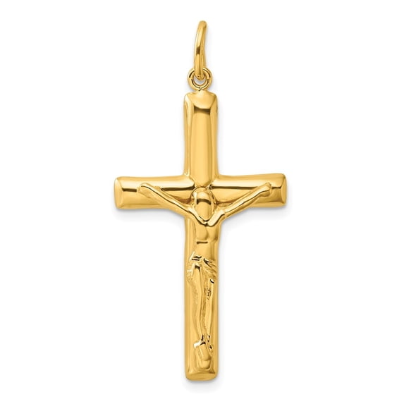 Diamond2Deal 925 Sterling Silver Gold-tone Crucifix Cross Pendant for Women (L- 1.45 in, W- 0.8 in)