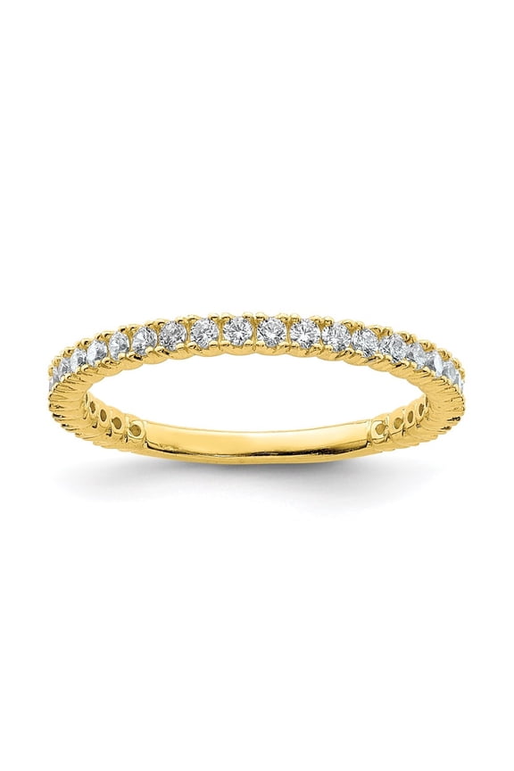925 Sterling Silver Gold-tone Flash Gold-plated 28 Stone Cubic Zirconia Band for Women Size- 7