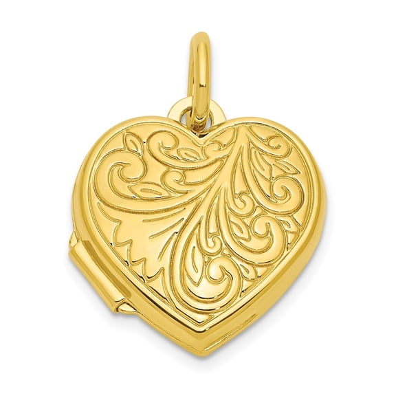Diamond2Deal 925 Sterling Silver Gold-tone Polished Filigree Design Heart Locket Pendant for Women