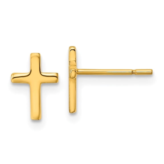Diamond2Deal 925 Sterling Silver Gold-tone Polished Latin Cross Post Earrings for Women