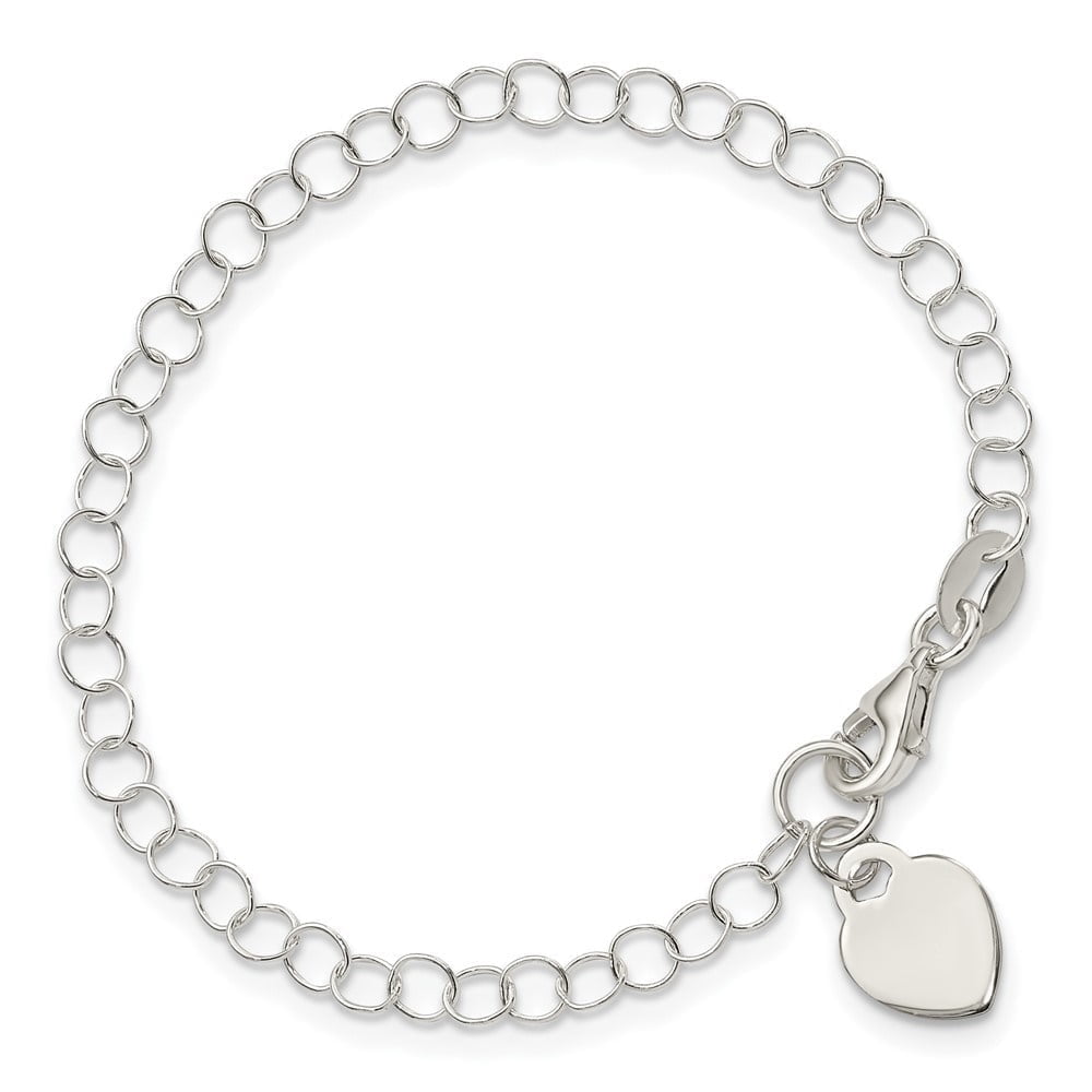 925 Sterling Silver Heart Charm Bracelet Valentine Day Gift for Women 6"