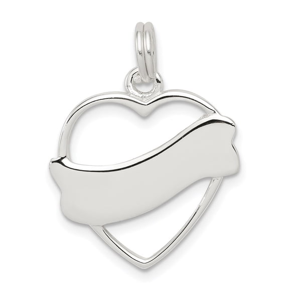 Diamond2Deal 925 Sterling Silver Heart Charm Pendant for Women (L- 0.83 in, W-0.83 in)