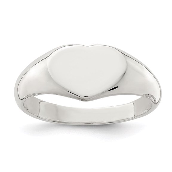Diamond2Deal 925 Sterling Silver Heart Signet Ring for Women Size 6