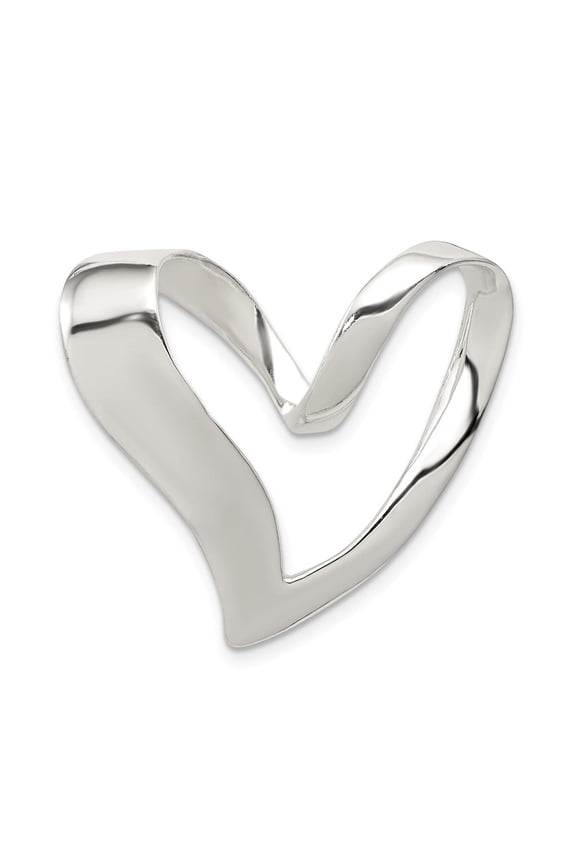 925 Sterling Silver Heart Slide for Women (Length - 25 mm, Width - 27 mm)