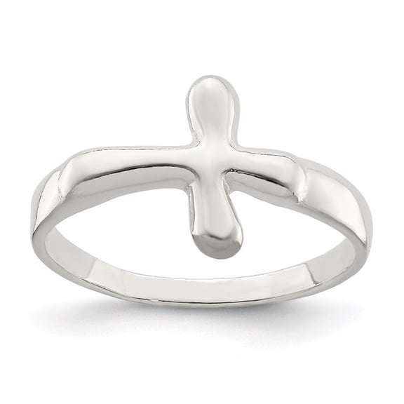 Diamond2Deal 925 Sterling Silver Horizontal Freeform Cross Ring for Women Size 7