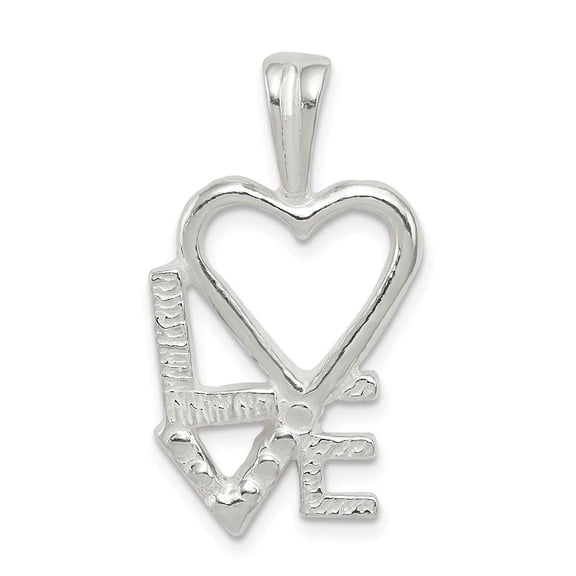 Diamond2Deal 925 Sterling Silver L HEART V E Chain Slide Charm Pendant for Women