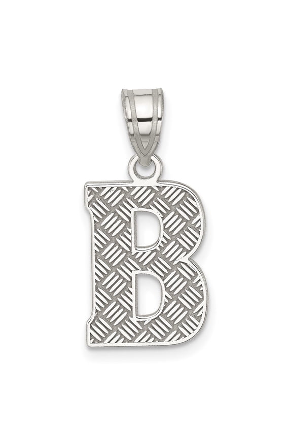 925 Sterling Silver Letter B Initial Pendant for Women (L- 0.99 in, W-0.4 in)