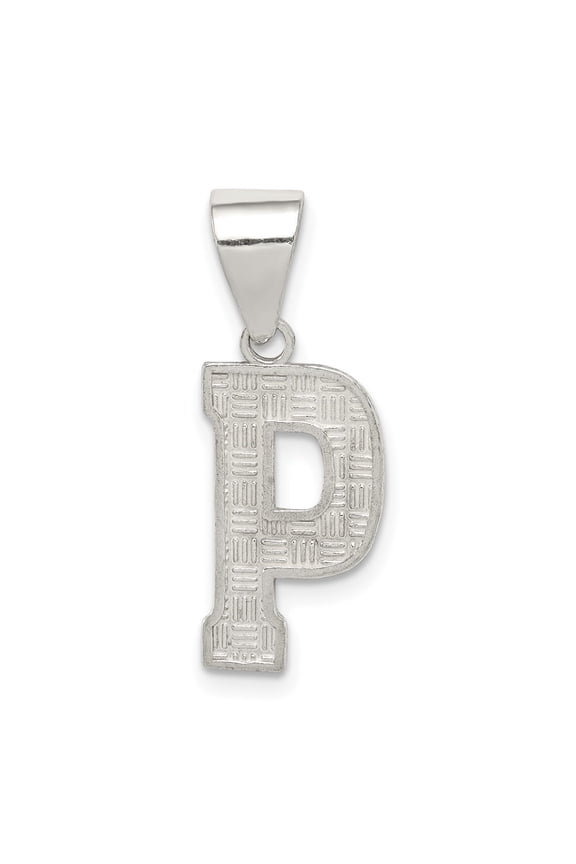 925 Sterling Silver Letter P Initial Pendant for Women (L- 0.99 in)