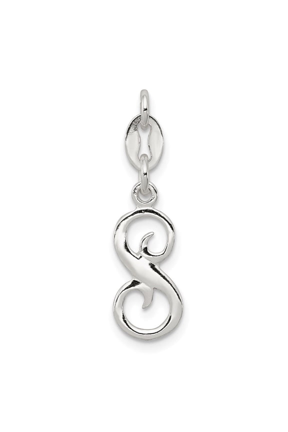 925 Sterling Silver Letter S Initial Charm Pendant for Women