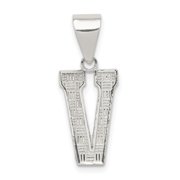 Diamond2Deal 925 Sterling Silver Letter V Initial Pendant for Women L- 0.99 in